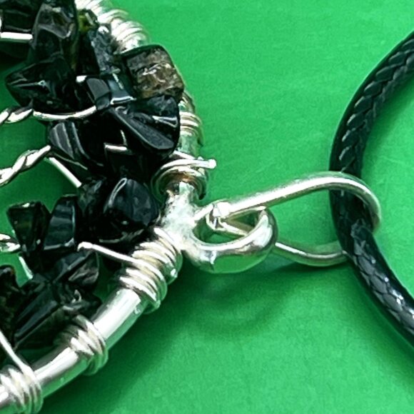 Tree Life Necklace Black tourmaline Crystal Chip Pendant Bohemian Hippie Jewelry - Picture 6 of 8